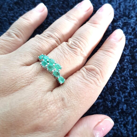 Gorgeous 3ct Natural Green Emerald 925 Solid Sterling Silver Ring - Picture 7 of 11